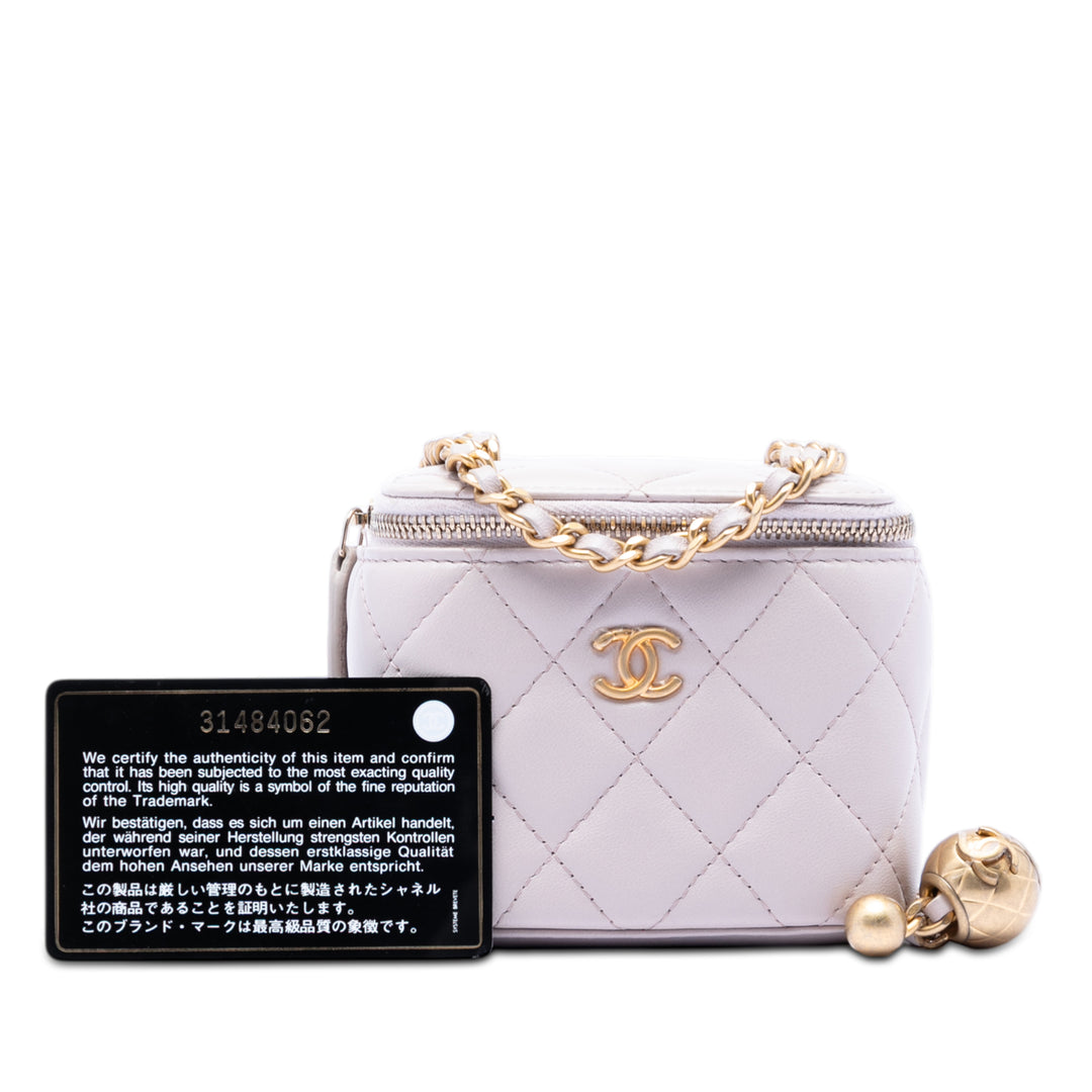 Chanel Mini Matelassé Cuir d’agneau Perle Crush Vanity avec chaîne