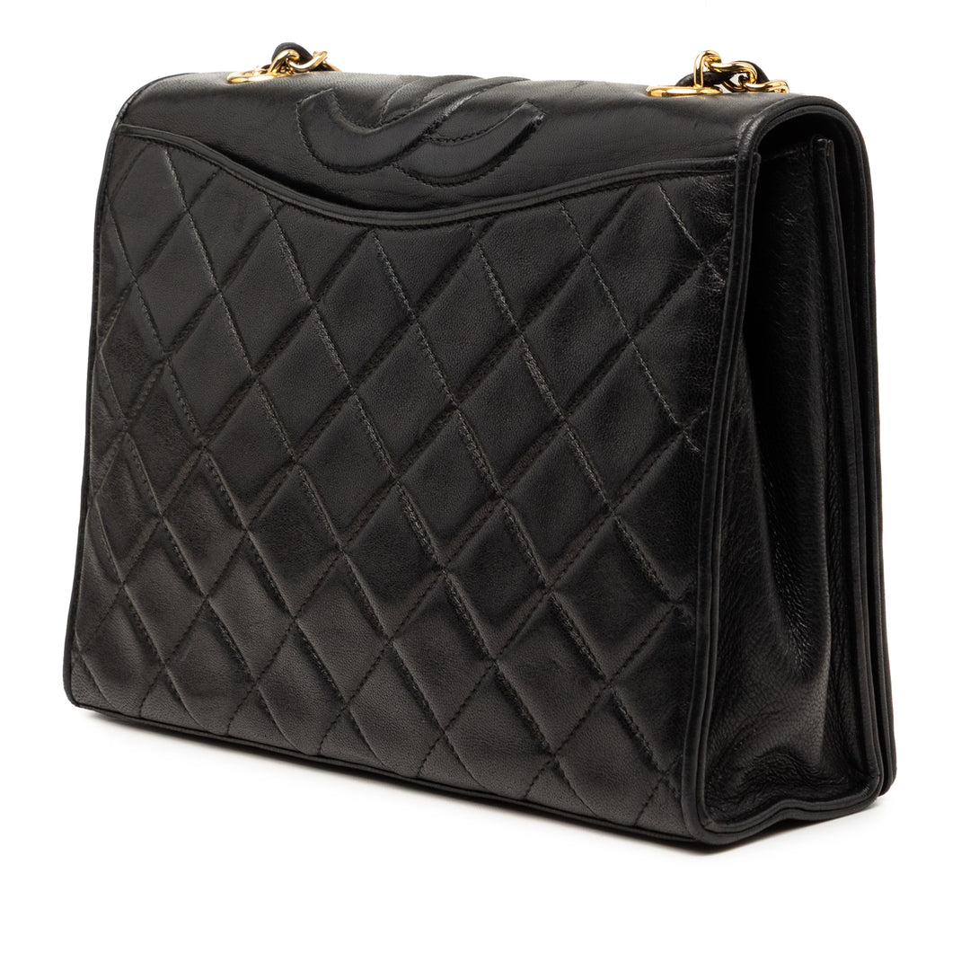 Chanel CC Matelassé Cuir d’agneau Rabat intégral Sac porté croisé