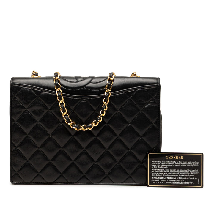 Chanel CC Matelassé Cuir d’agneau Rabat intégral Sac porté croisé