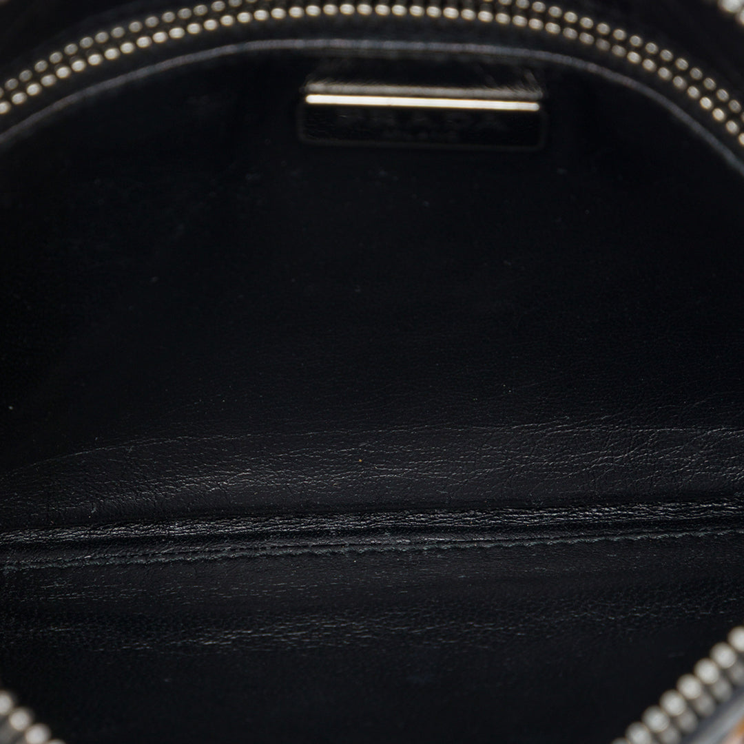 Prada Pochette Tissé Madras Zippé Cuir de chèvre Noir – vue 4 – GABY PARIS