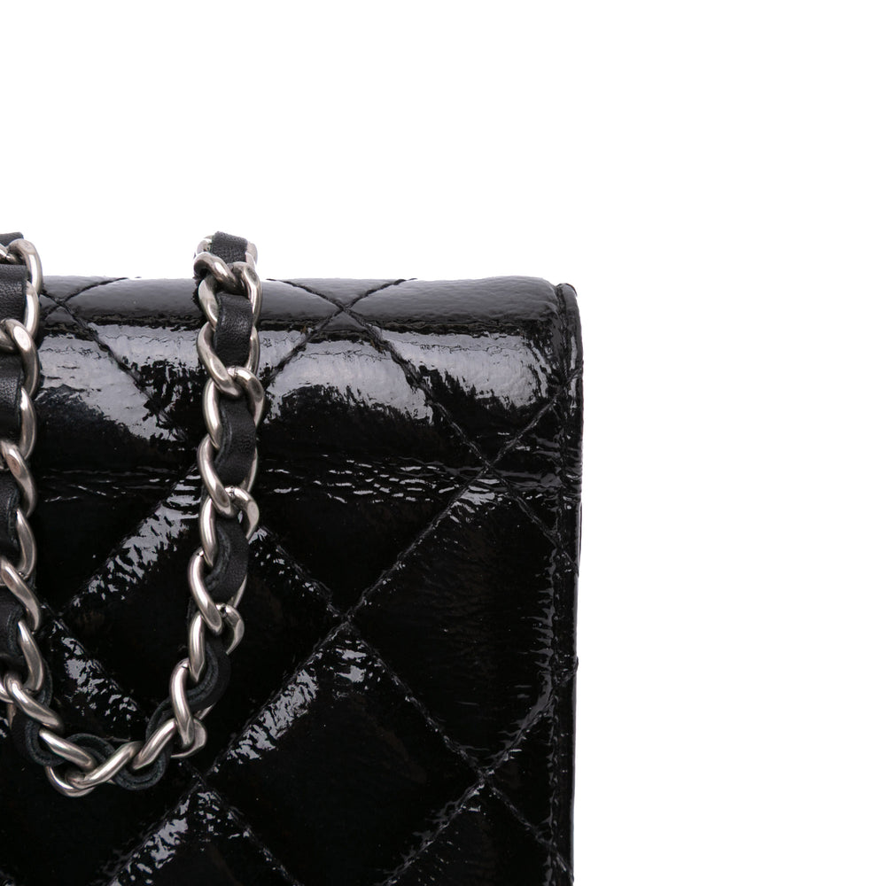 CC Quilted Patent Wallet On Chain Black - Gaby Paris