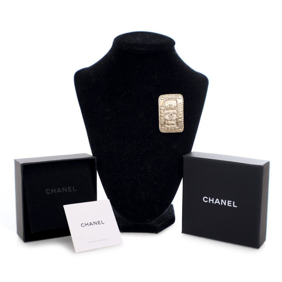 Gold Plated CC Crystal Crown Brooch Gold - Gaby Paris