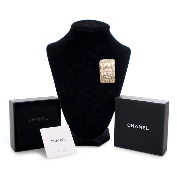 Gold Plated CC Crystal Crown Brooch Gold - Gaby Paris