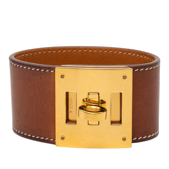 Hermès Barenia et plaqué Kelly Dog Bracelet Marron
