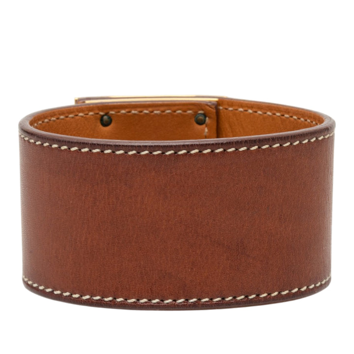Hermès Barenia et plaqué Kelly Dog Bracelet Marron