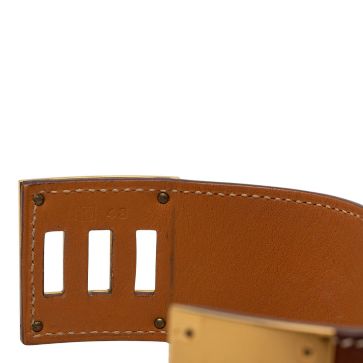 Hermès Barenia et plaqué Kelly Dog Bracelet Marron