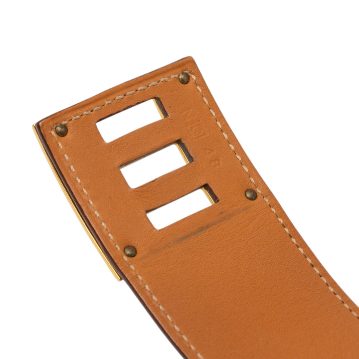 Hermès Barenia et plaqué Kelly Dog Bracelet Marron