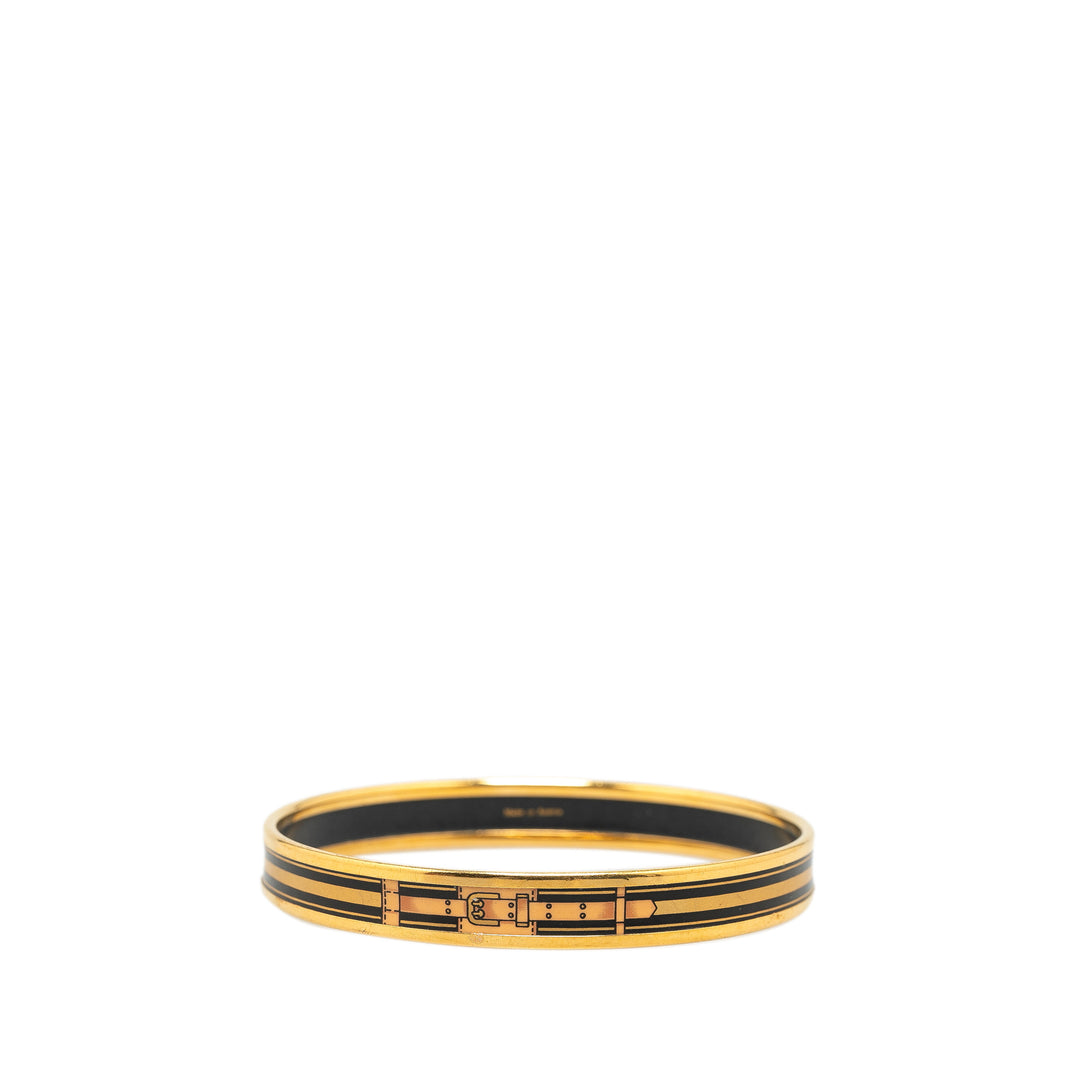 Narrow Belt Motif Enamel Bangle 65 Gold - Gaby Paris