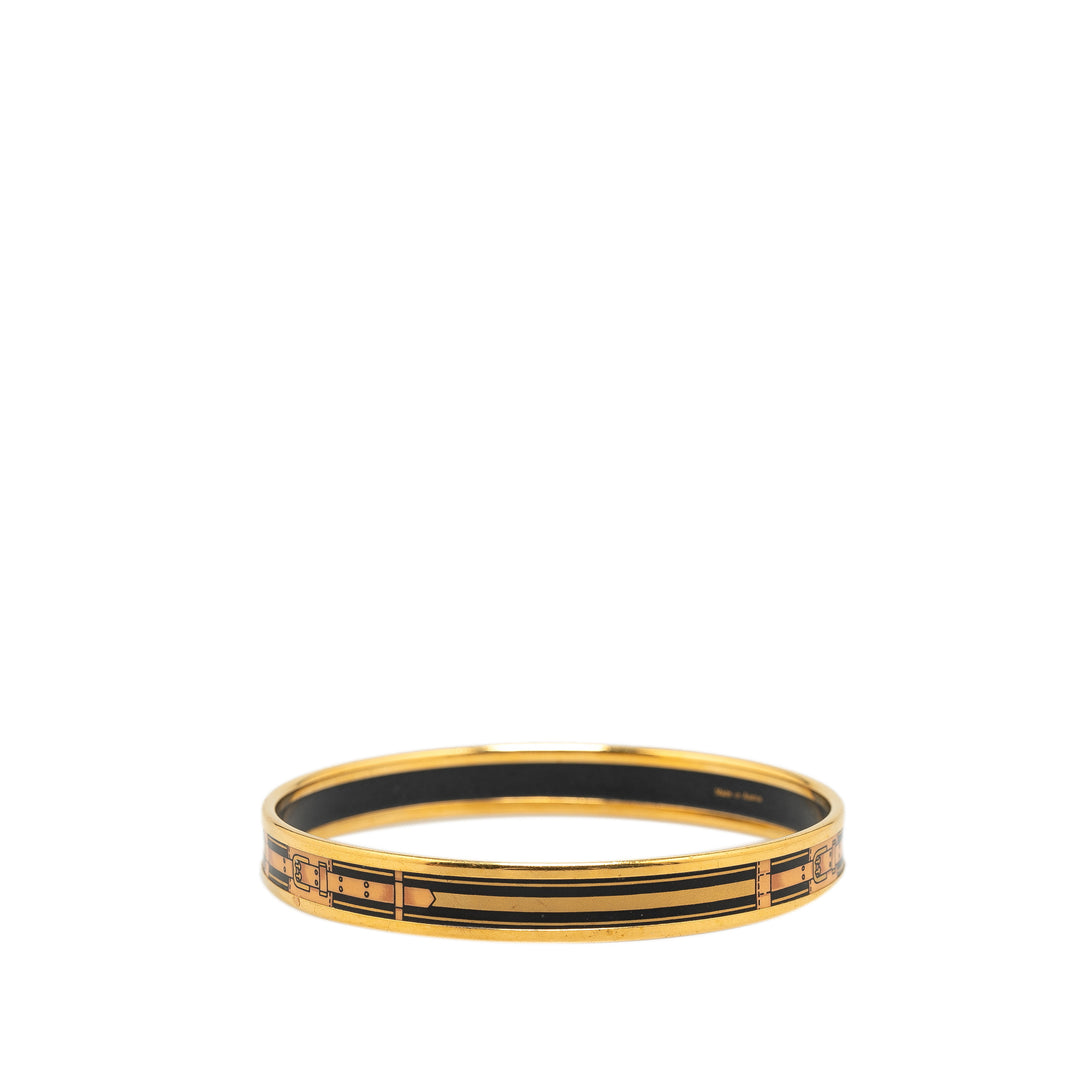 Narrow Belt Motif Enamel Bangle 65 Gold - Gaby Paris