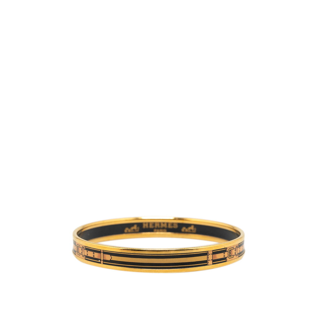 Narrow Belt Motif Enamel Bangle 65 Gold - Gaby Paris