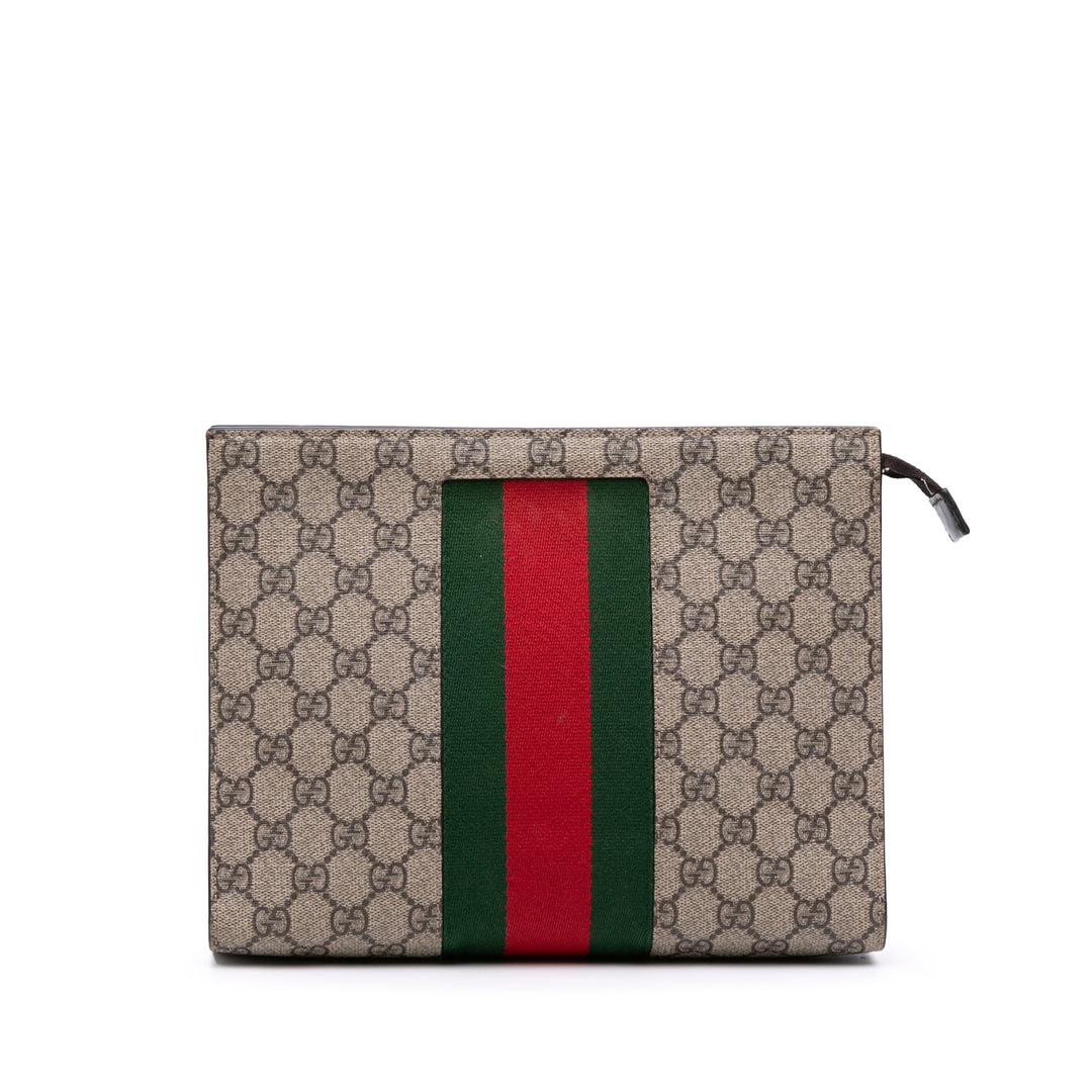 GG Supreme Web Clutch Brown - Gaby Paris