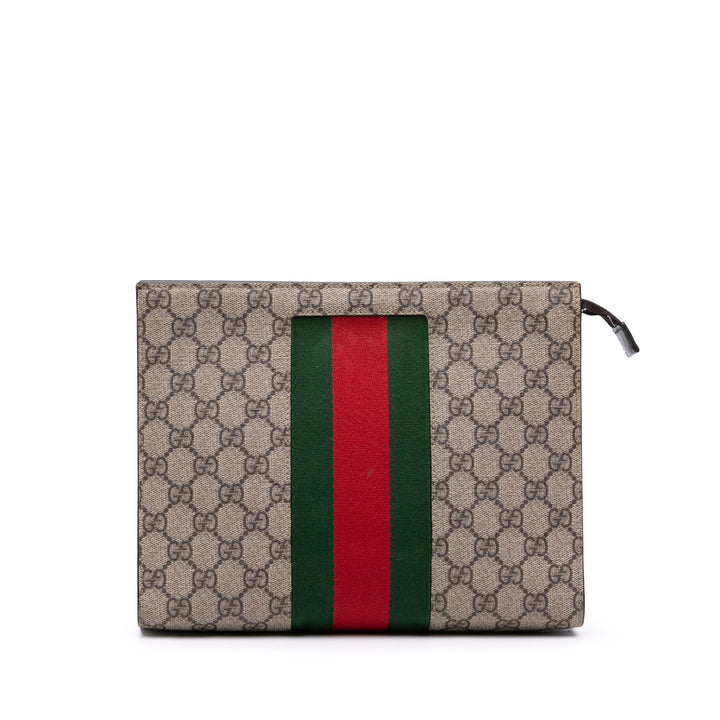GG Supreme Web Clutch Brown - Gaby Paris