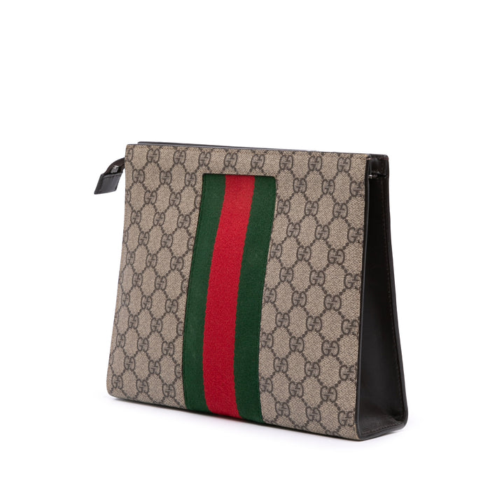 GG Supreme Web Clutch Brown - Gaby Paris