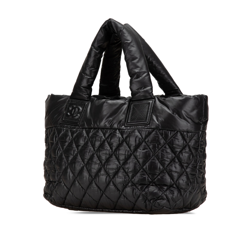 Small Quilted Nylon Coco Cocoon Tote Black - Gaby Paris