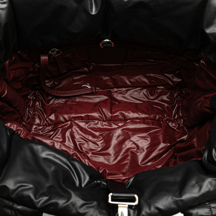 Small Quilted Nylon Coco Cocoon Tote Black - Gaby Paris