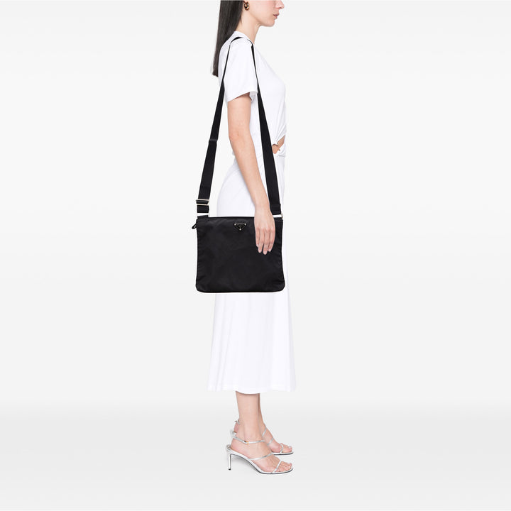 Prada Tessuto Zip Top Sac porté croisé Noir