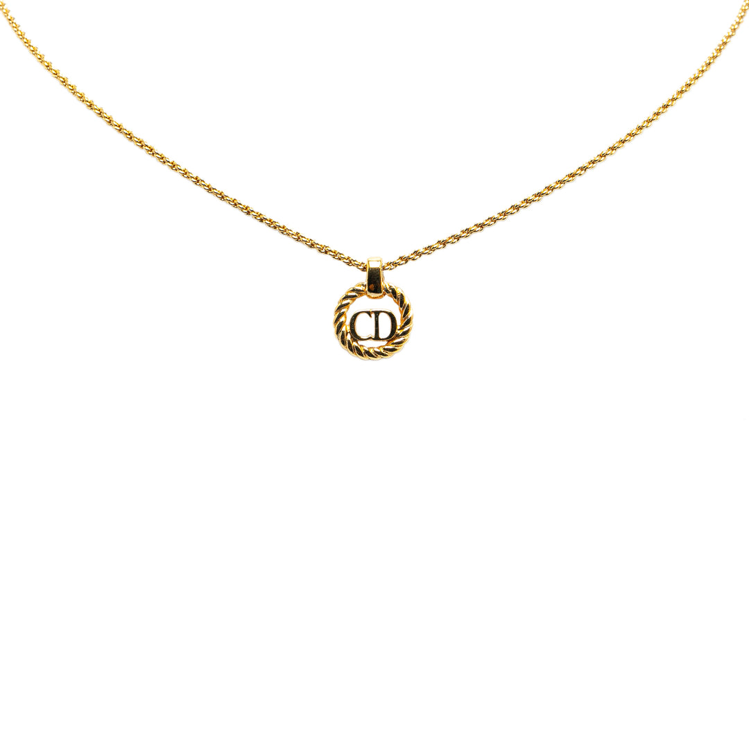 Gold Plated CD Logo Pendant Necklace Gold - Gaby Paris