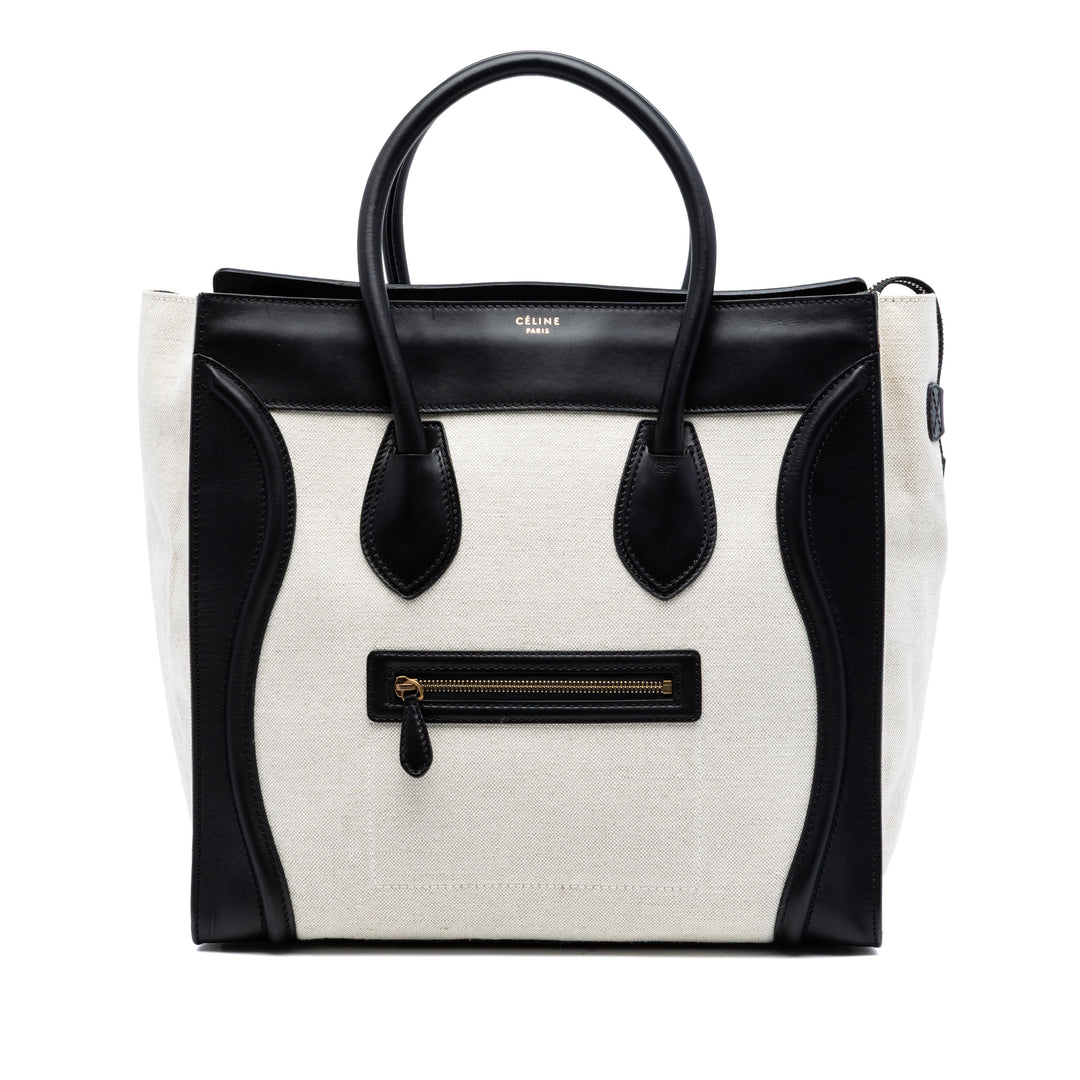 Celine Mini Bicolor Toile et Cuir Luggage Cabas