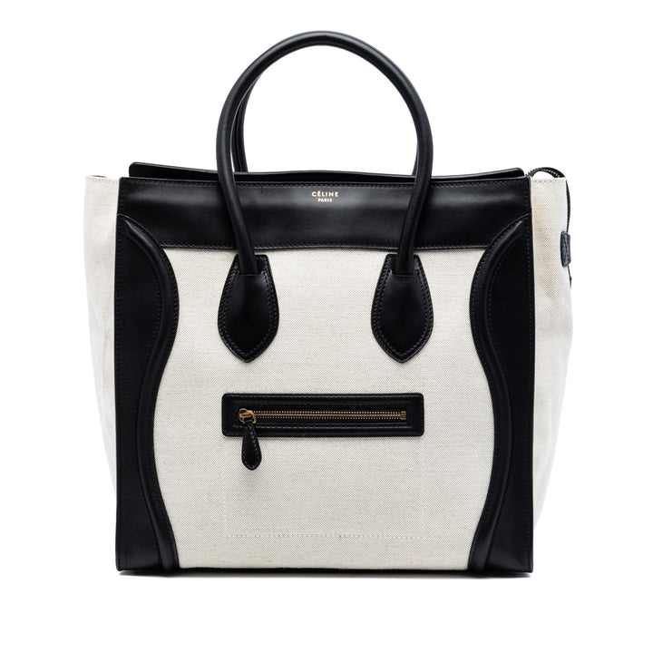 Celine Mini Bicolor Toile et Cuir Luggage Cabas