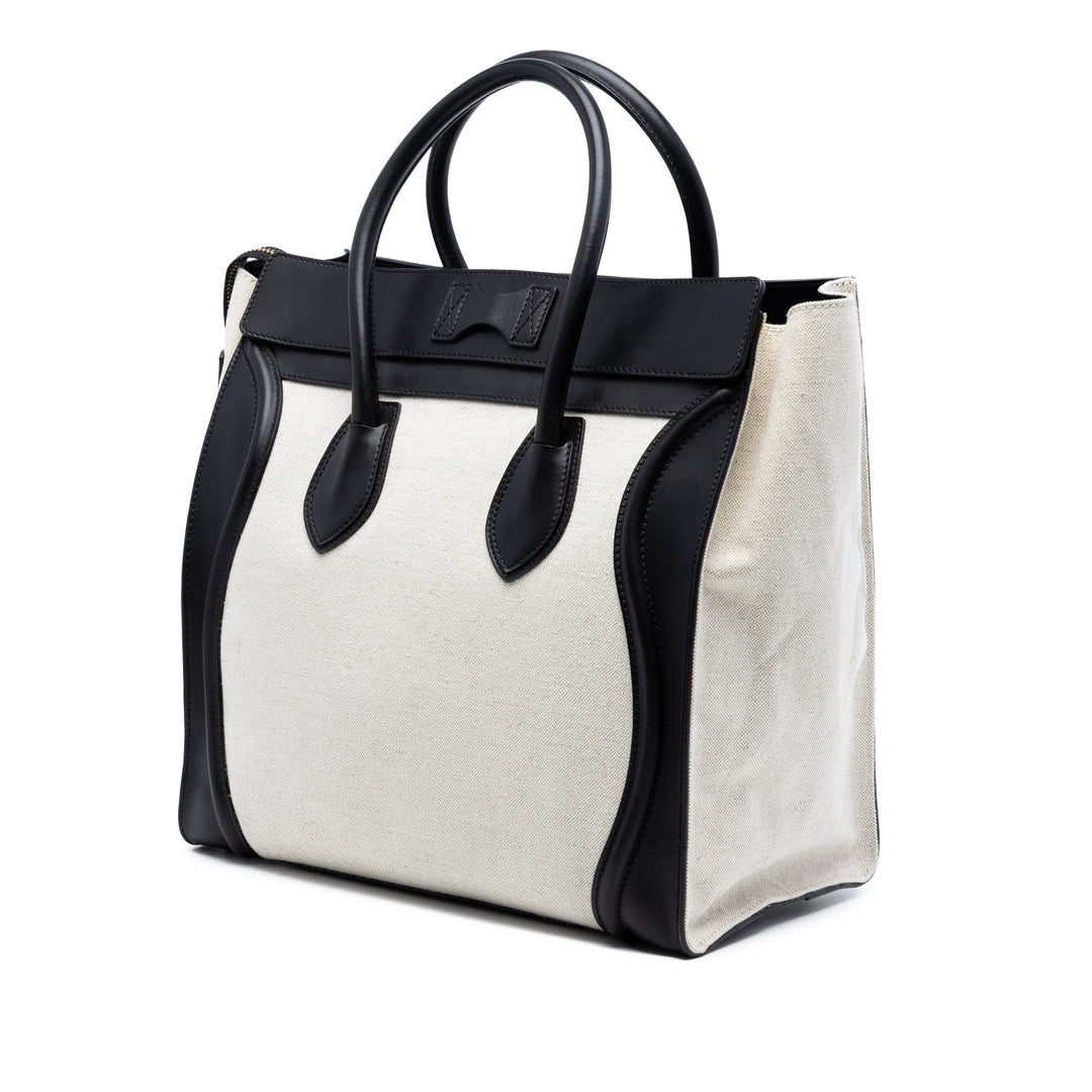 Celine Mini Bicolor Toile et Cuir Luggage Cabas