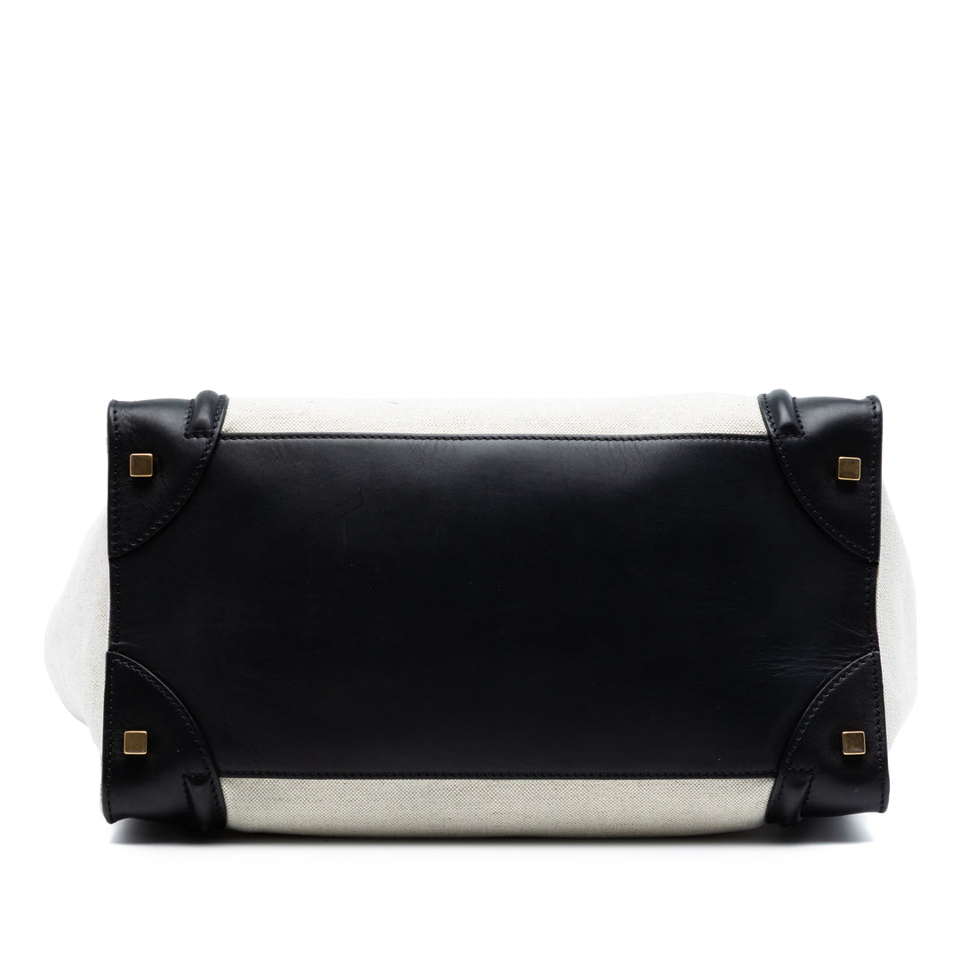 Celine Mini Bicolor Toile et Cuir Luggage Cabas