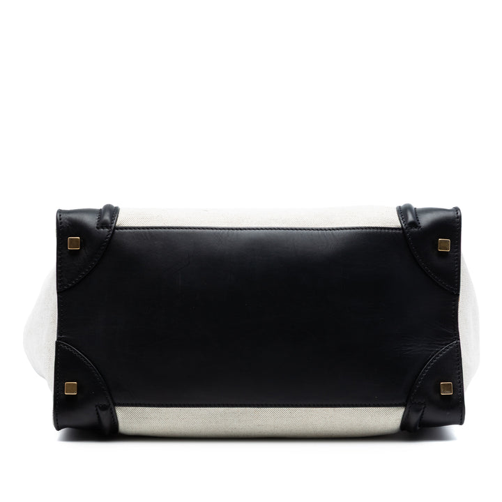 Celine Mini Bicolor Toile et Cuir Luggage Cabas