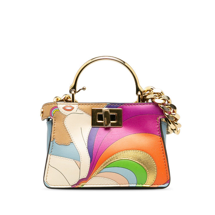 Fendi Nano Rainbow Inlay Peekaboo Satchel Blue - GABY PARIS