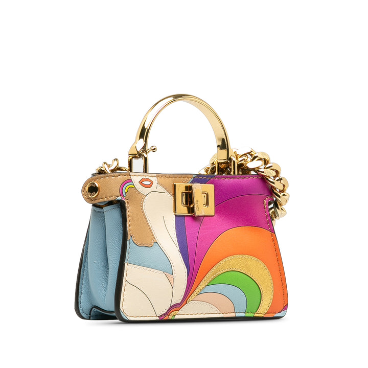 Fendi Nano Rainbow Inlay Peekaboo Satchel Blue - GABY PARIS