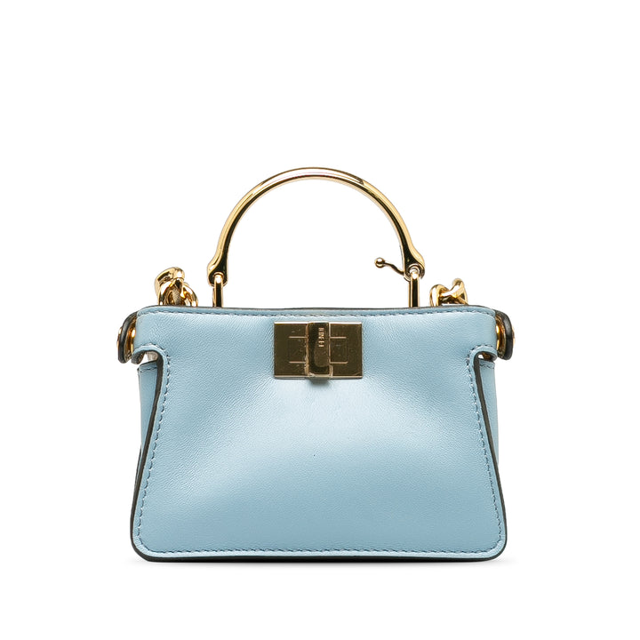 Fendi Nano Rainbow Inlay Peekaboo Satchel Blue - GABY PARIS