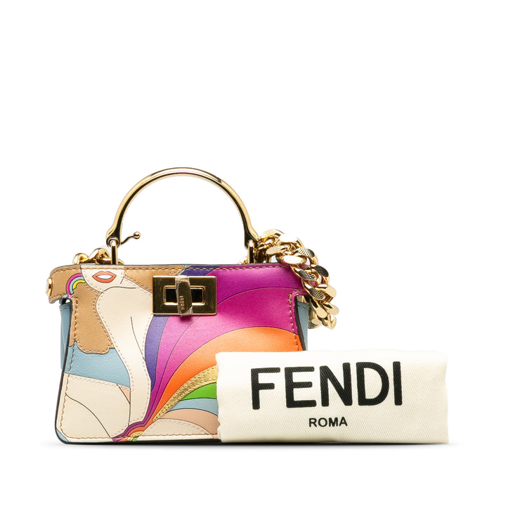 Fendi Nano Rainbow Inlay Peekaboo Satchel Blue - GABY PARIS