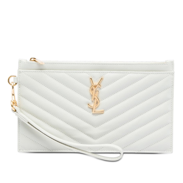 Saint Laurent Grain De Poudre Chevron Monogram Bill Pochette
