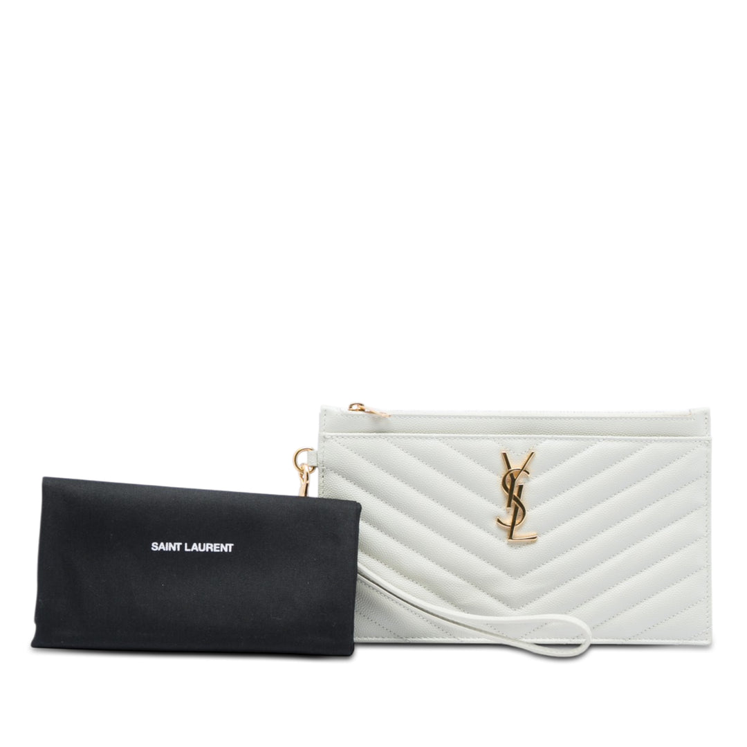 Saint Laurent Grain De Poudre Chevron Monogram Bill Pochette