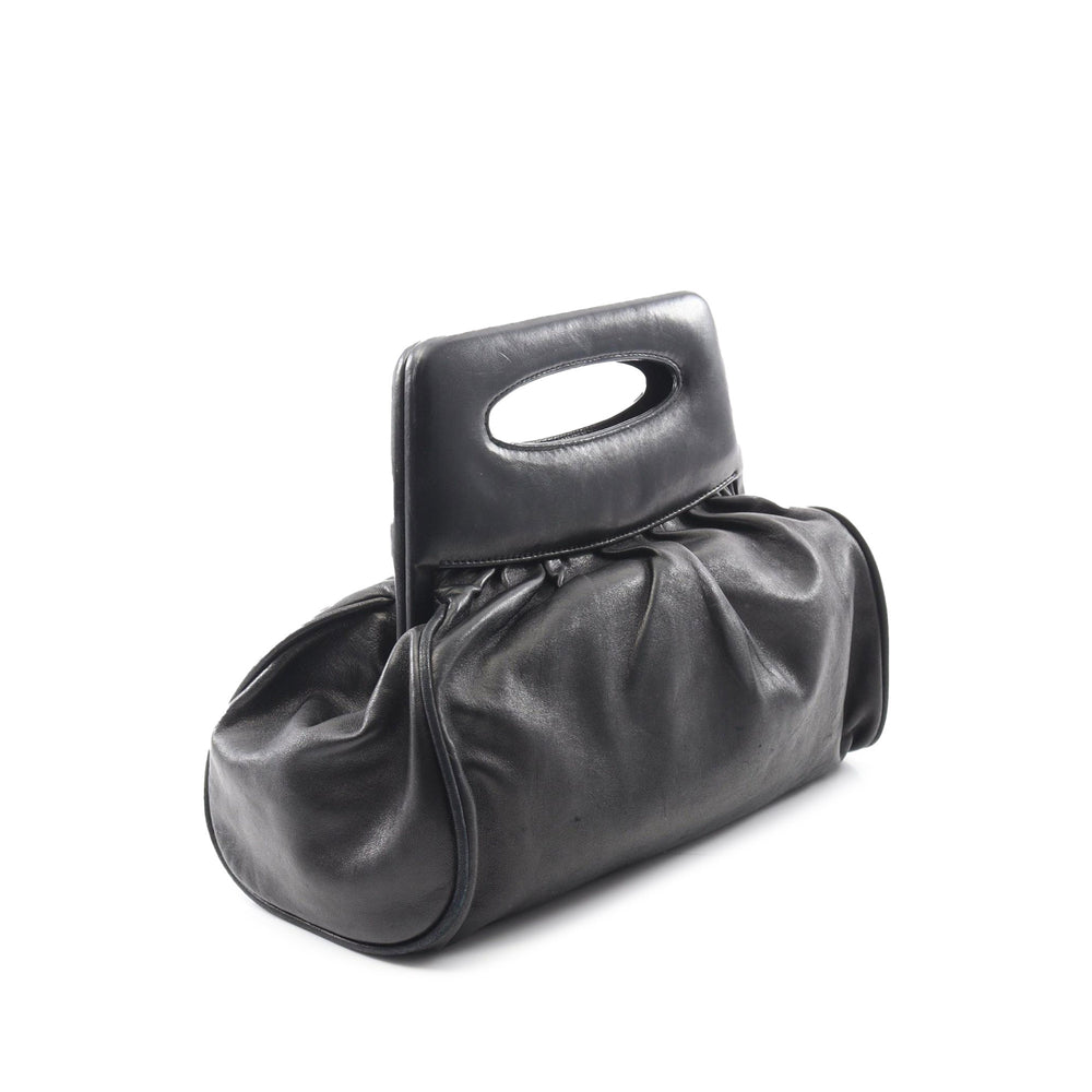 Lambskin Camellia Handbag Black - Gaby Paris