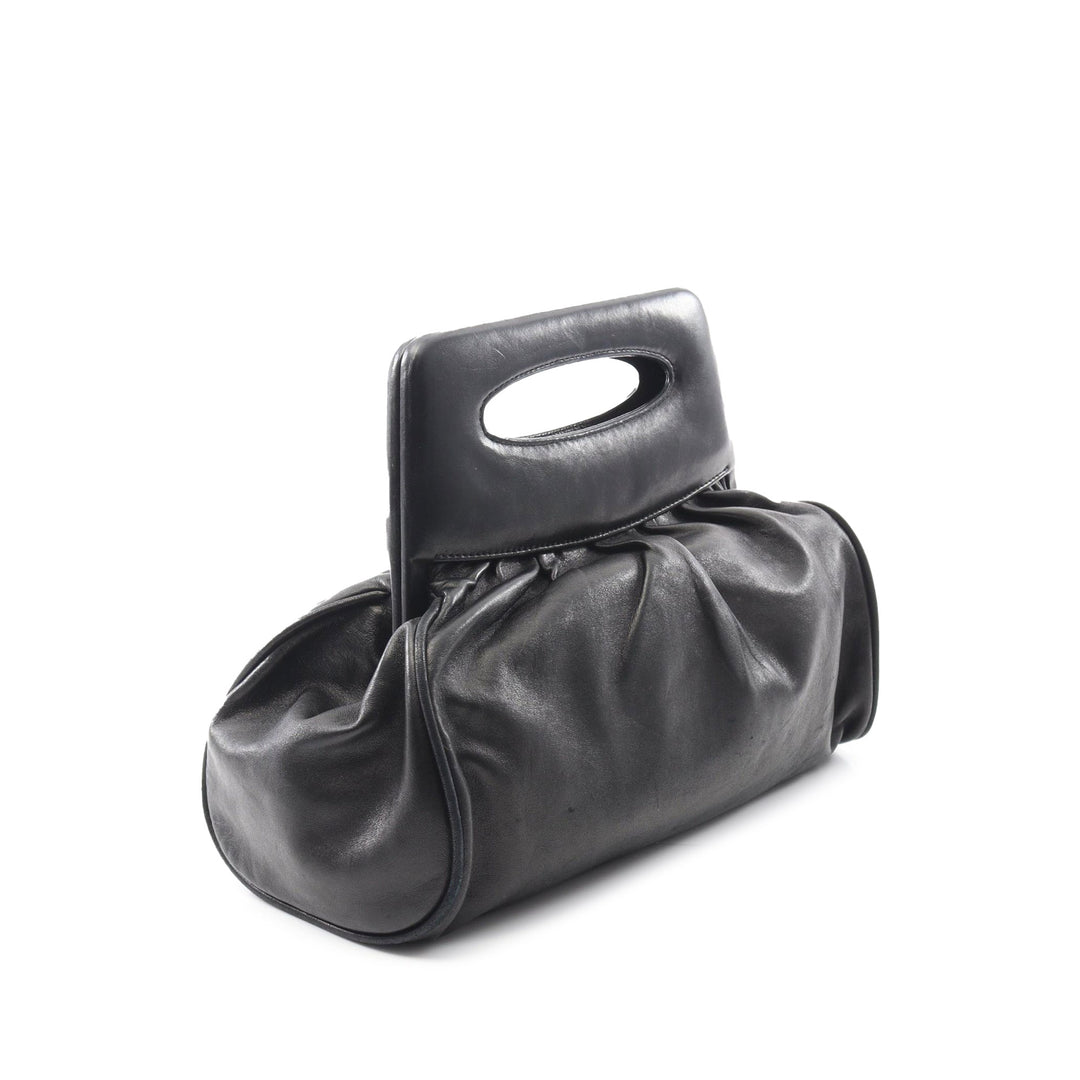 Lambskin Camellia Handbag Black - Gaby Paris