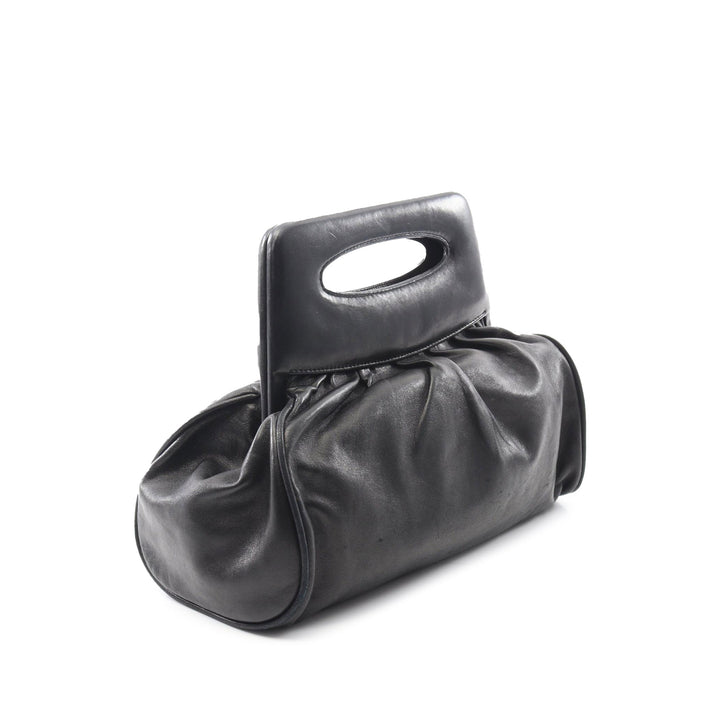 Lambskin Camellia Handbag Black - Gaby Paris