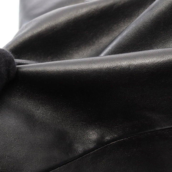 Lambskin Camellia Handbag Black - Gaby Paris