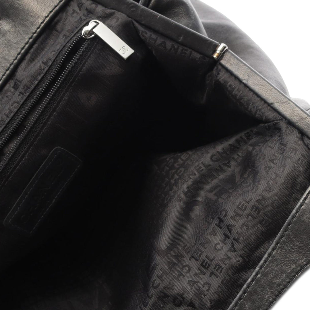 Lambskin Camellia Handbag Black - Gaby Paris