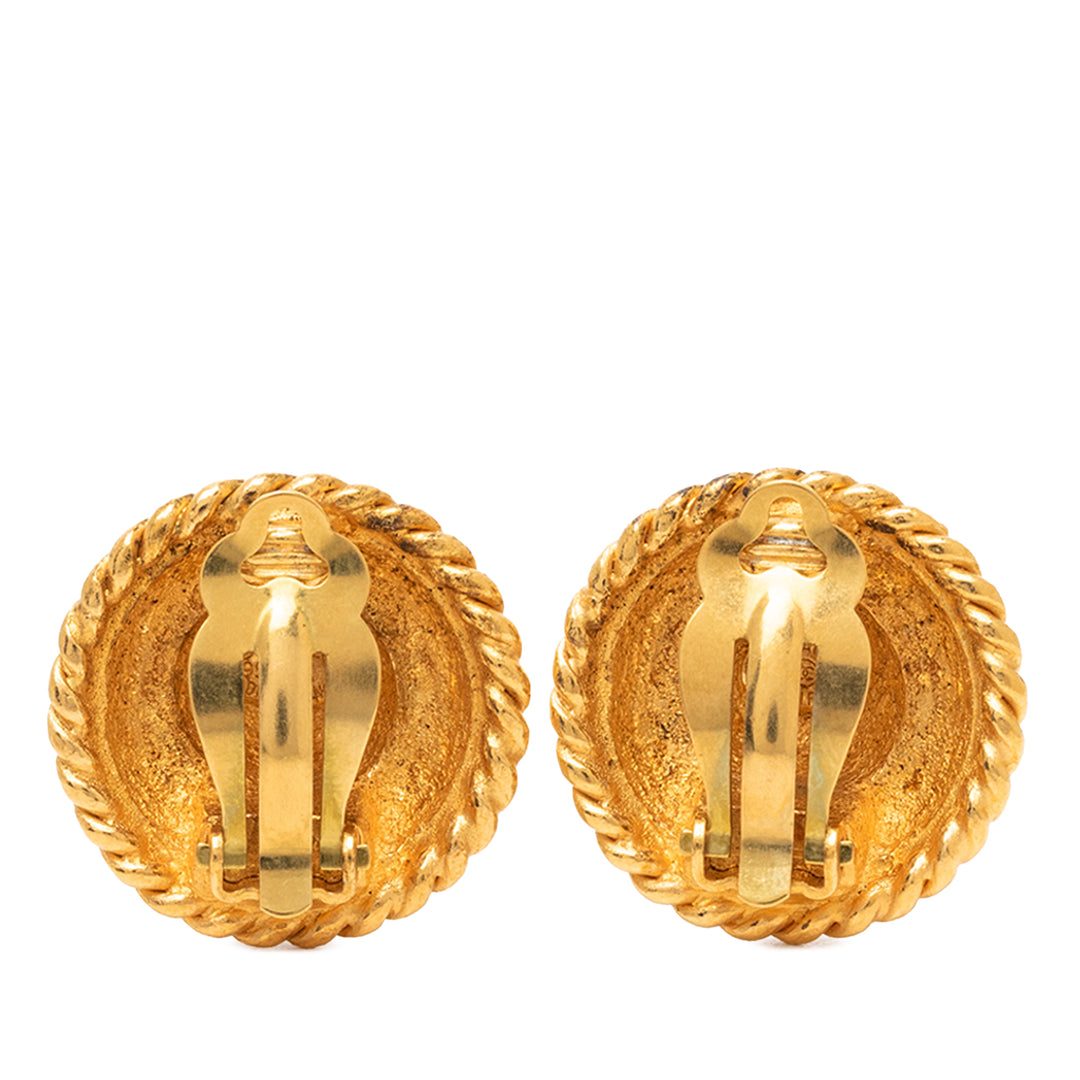 Chanel CC plaqué Rond Logo Clip On Boucles d'oreilles