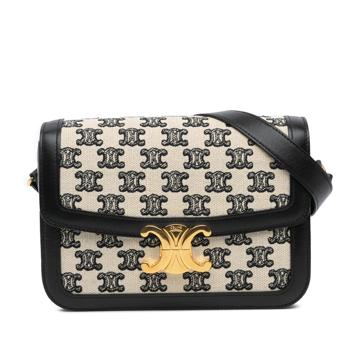 Embroidered Canvas Triomphe Crossbody White - Gaby Paris