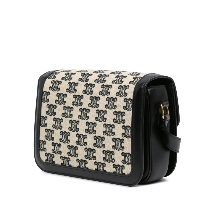 Embroidered Canvas Triomphe Crossbody White - Gaby Paris