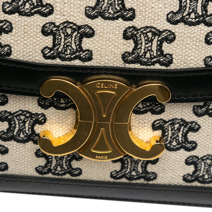 Embroidered Canvas Triomphe Crossbody White - Gaby Paris