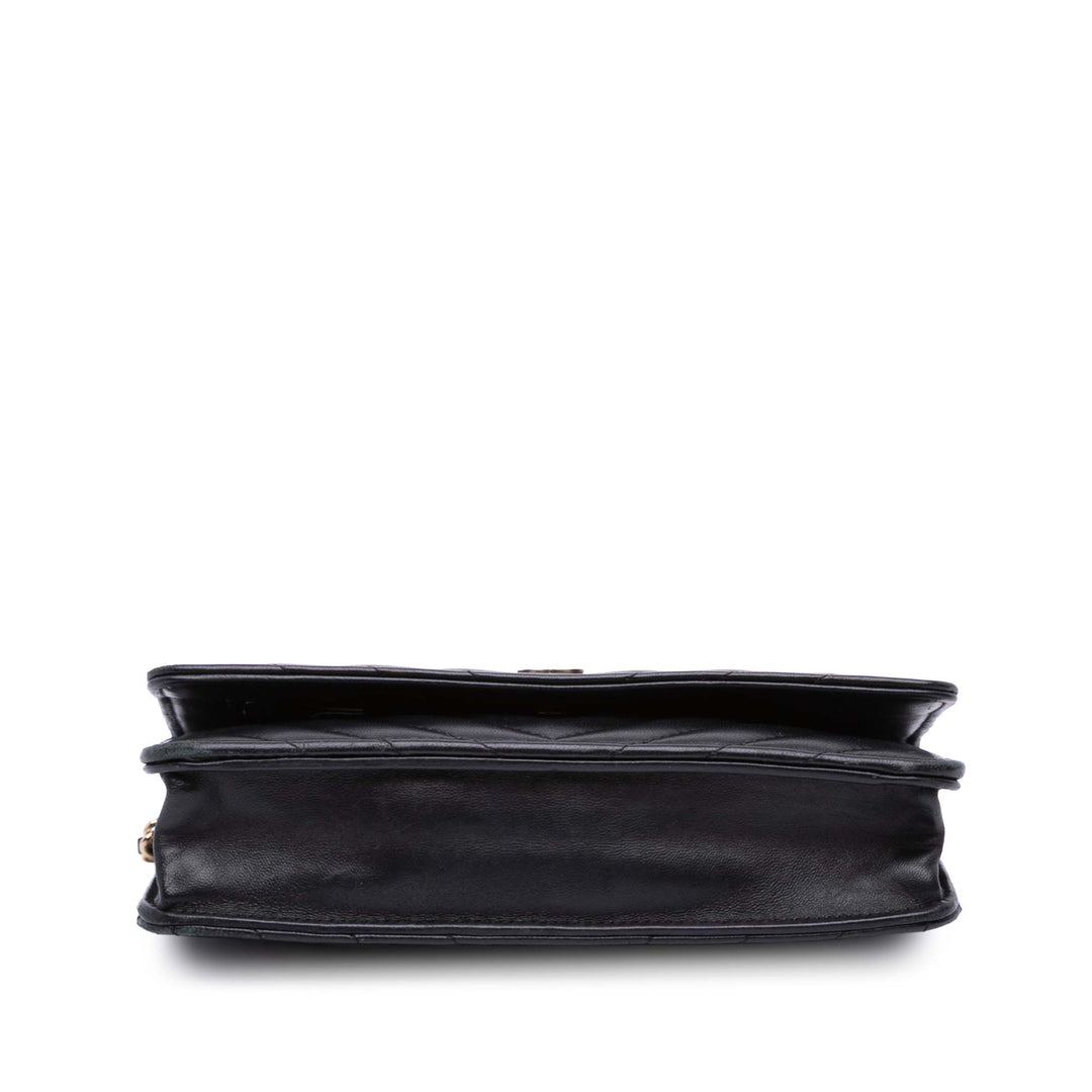 CC Chevron Lambskin Wallet On Chain Black - Gaby Paris