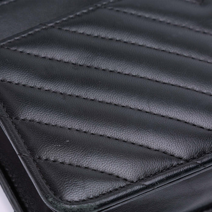 CC Chevron Lambskin Wallet On Chain Black - Gaby Paris