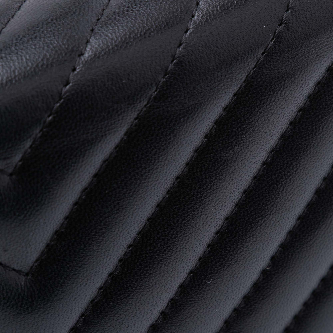CC Chevron Lambskin Wallet On Chain Black - Gaby Paris