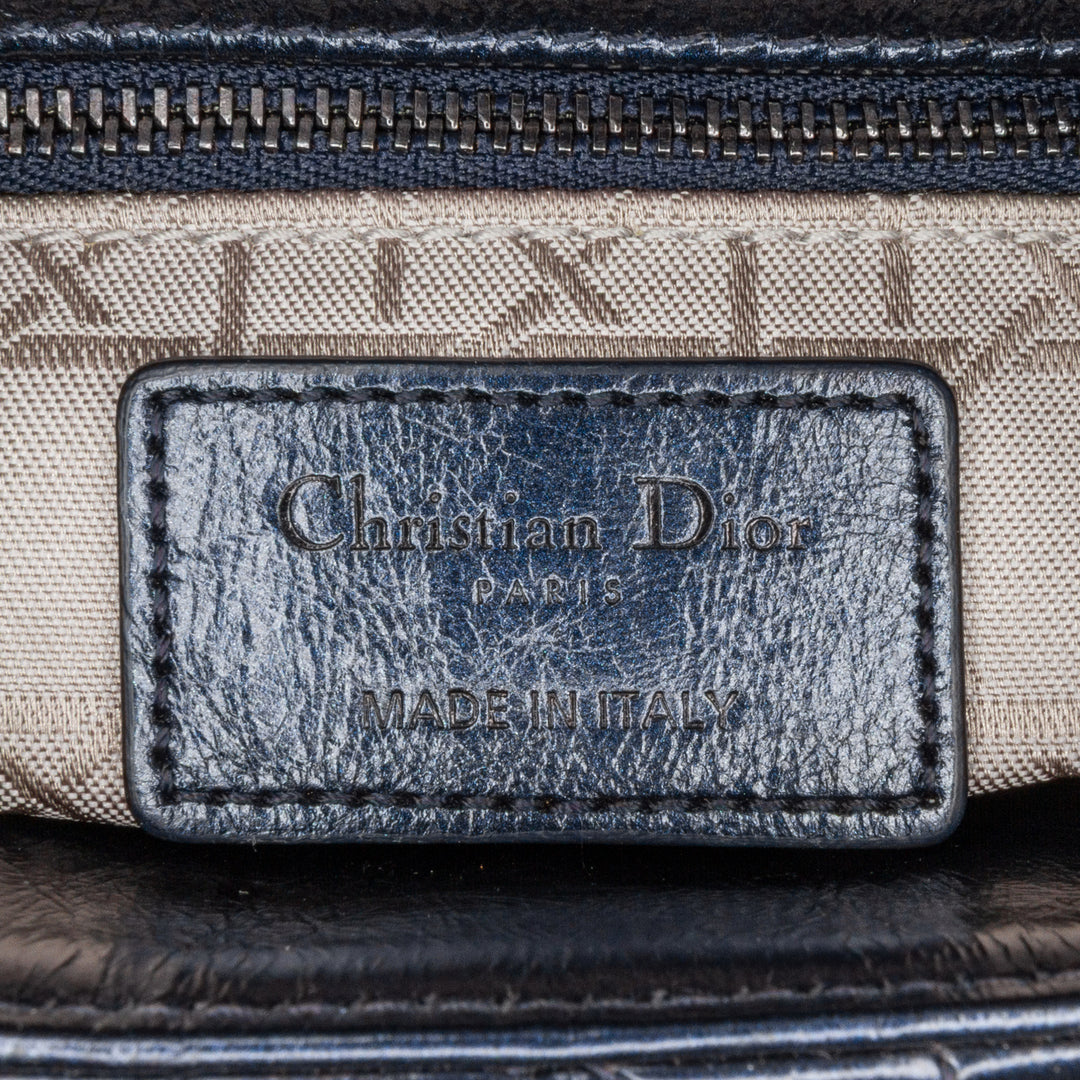 Mini Crinkled Calfskin Cannage Lady Dior Blue - Gaby Paris