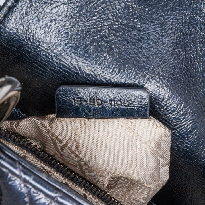 Mini Crinkled Calfskin Cannage Lady Dior Blue - Gaby Paris