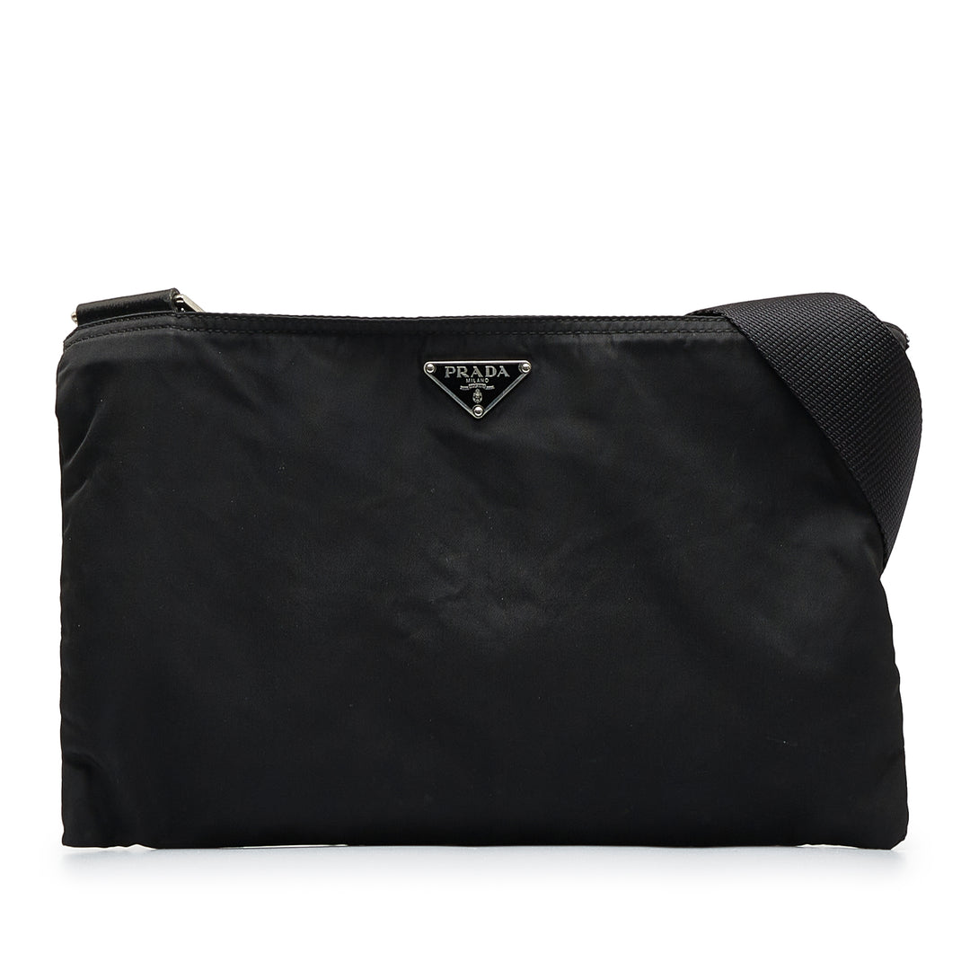 Tessuto Zip Top Crossbody Black - Gaby Paris