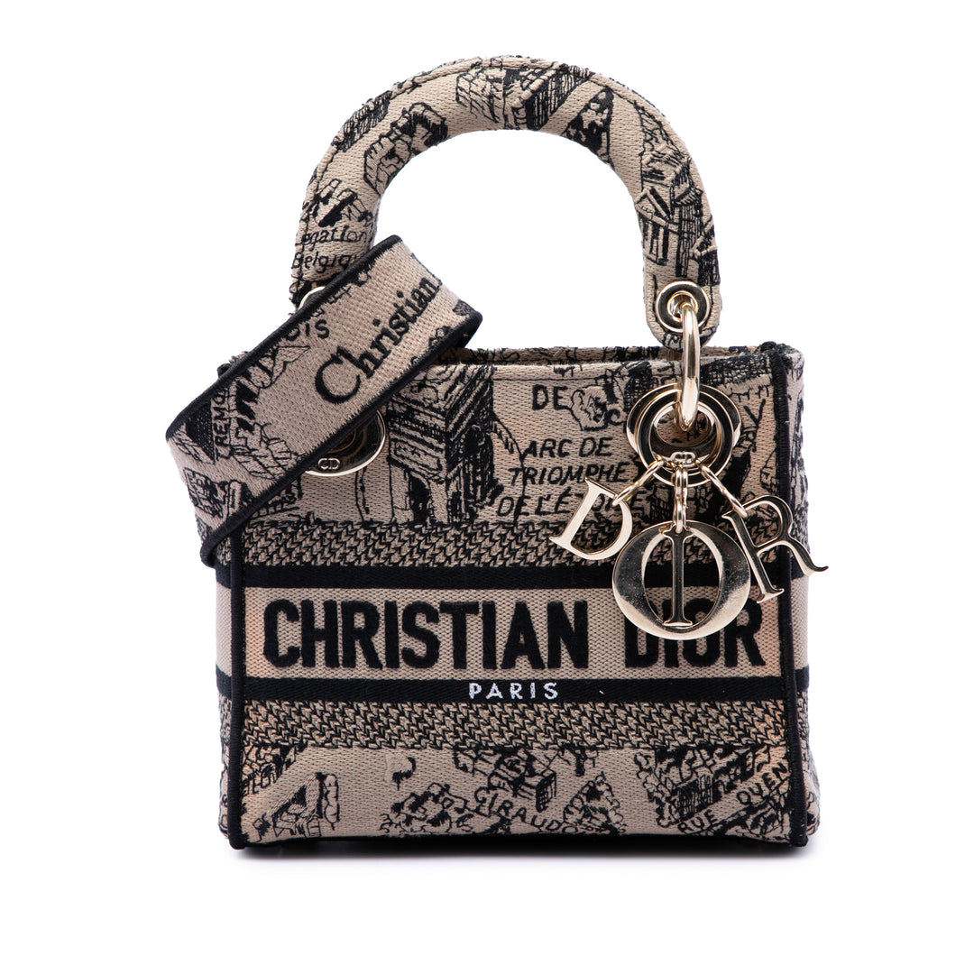Dior Mini brodé Toile Plan de Paris Lady D Lite