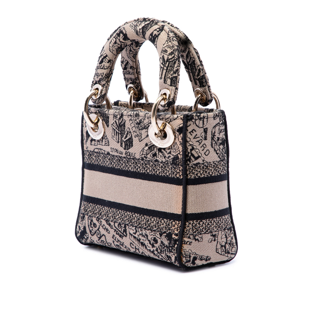 Dior Mini brodé Toile Plan de Paris Lady D Lite