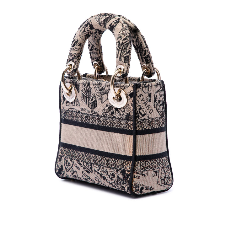 Dior Mini brodé Toile Plan de Paris Lady D Lite
